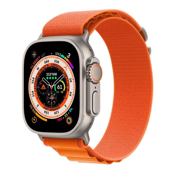 Apple Watch Ultra GPS & 4G 49mm Titanium Case med Orange Alpine Loop - Small