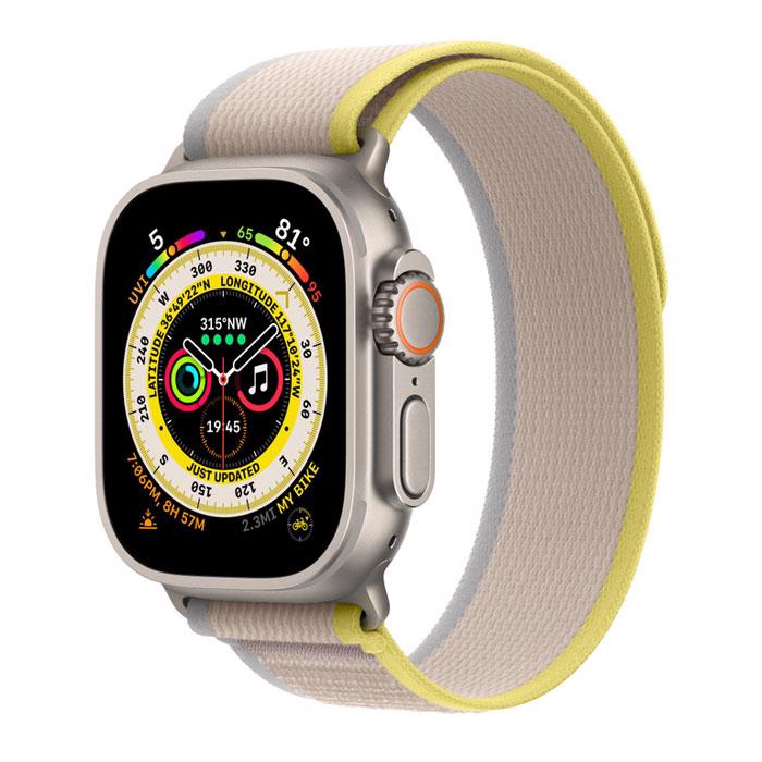 Apple Watch Ultra GPS & 4G 49mm Titanium Case med Yellow/Beige Trail Loop - S/M