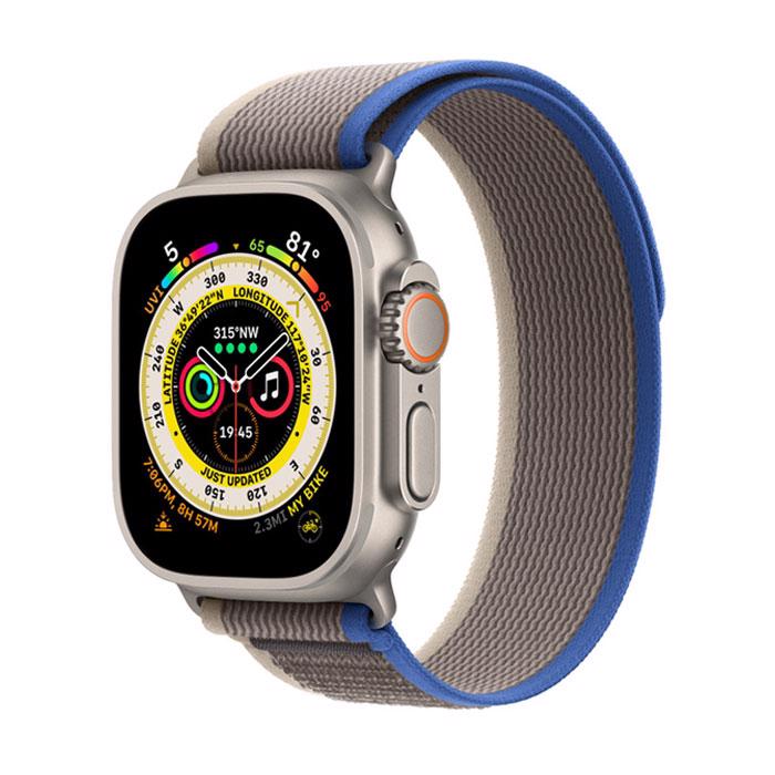 Apple Watch Ultra GPS & 4G 49mm Titanium Case med Blue/Gray Trail Loop - S/M