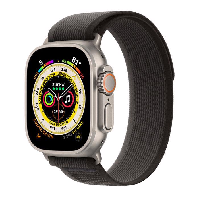 Apple Watch Ultra GPS & 4G 49mm Titanium Case med Black/Gray Trail Loop - S/M