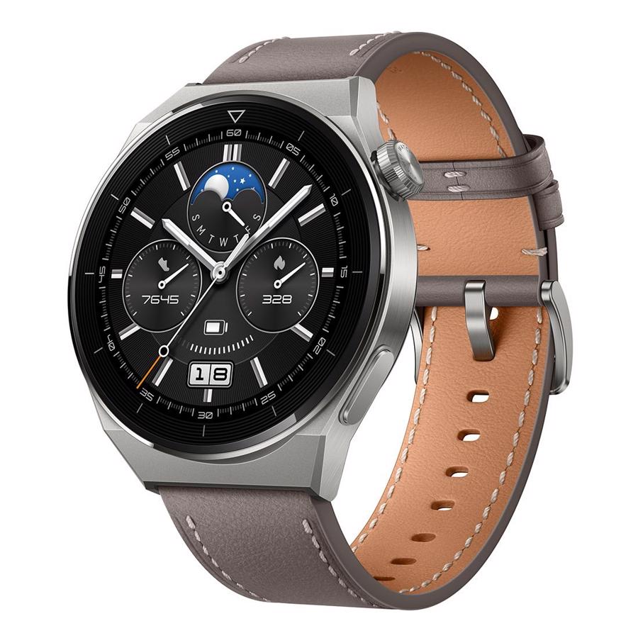 Huawei Watch GT 3 Pro Classic GPS 46mm Titanium Case Med Grey Leather Rem