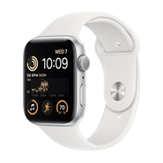 Apple Watch SE 2022 GPS 44mm Silver Aluminium Case med White Sport Band - Regular