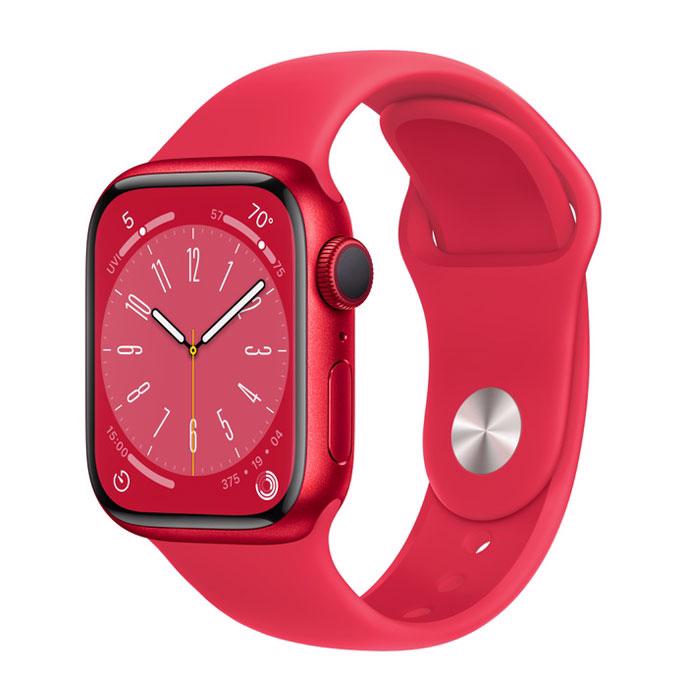 Apple Watch Series 8 GPS 41mm Red Aluminium Case med Red Sport Band - Regular