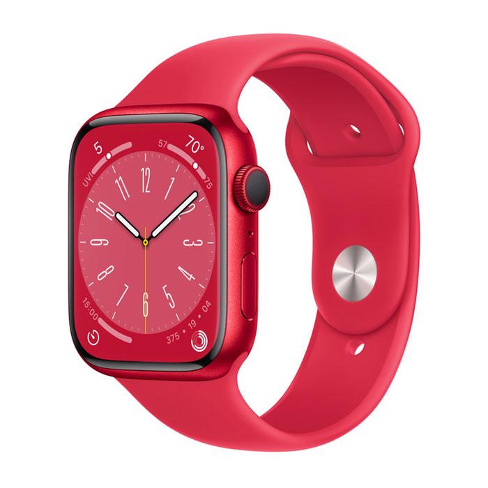 Apple Watch Series 8 GPS 45mm Red Aluminium Case med Red Sport Band - Regular