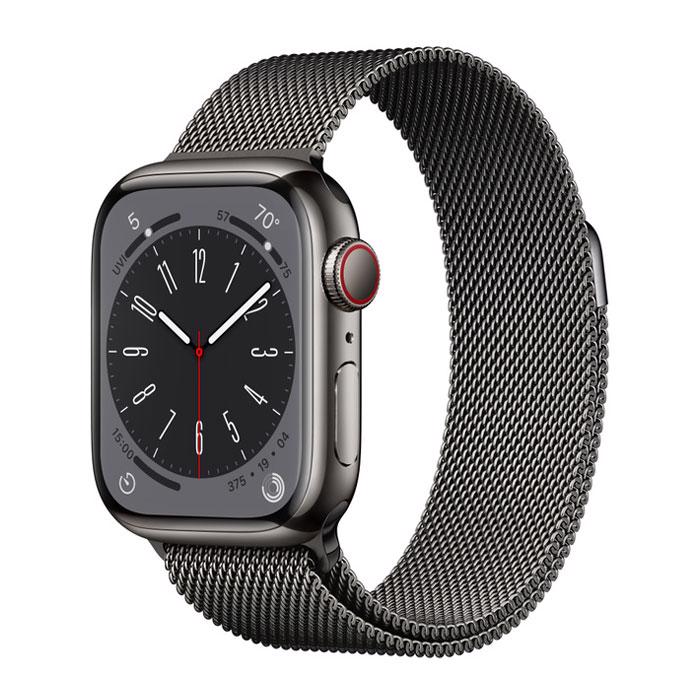 Apple Watch Series 8 GPS & 4G 41mm Graphite Stainless Steel Case med Graphite Milanese Loop