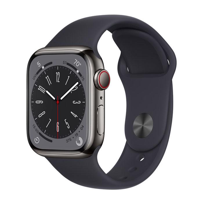 Apple Watch Series 8 GPS & 4G 41mm Graphite Stainless Steel Case med Midnight Sport Band - Regular