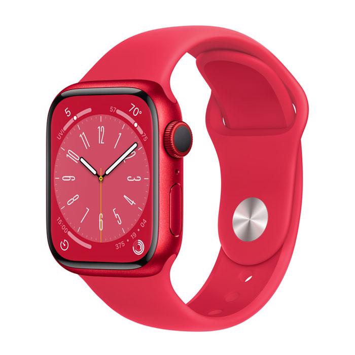Apple Watch Series 8 GPS & 4G 41mm Red Aluminium Case med Red Sport Band - Regular
