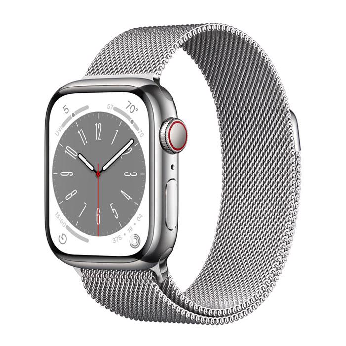 Apple Watch Series 8 GPS & 4G 41mm Silver Stainless Steel Case med Silver Milanese Loop