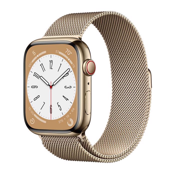 Apple Watch Series 8 GPS & 4G 45mm Gold Stainless Steel Case med Gold Milanese Loop
