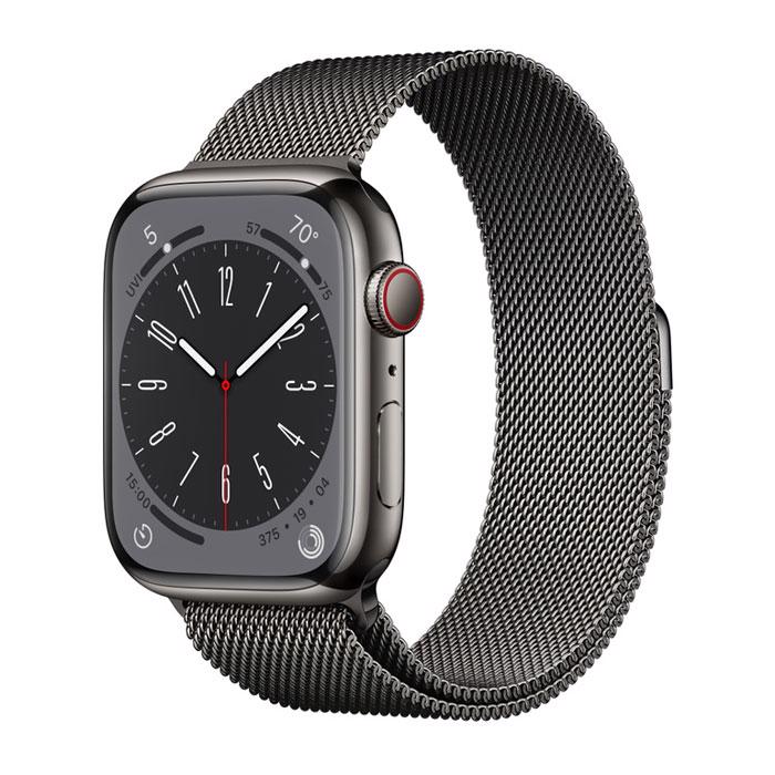Apple Watch Series 8 GPS & 4G 45mm Graphite Stainless Steel Case med Graphite Milanese Loop