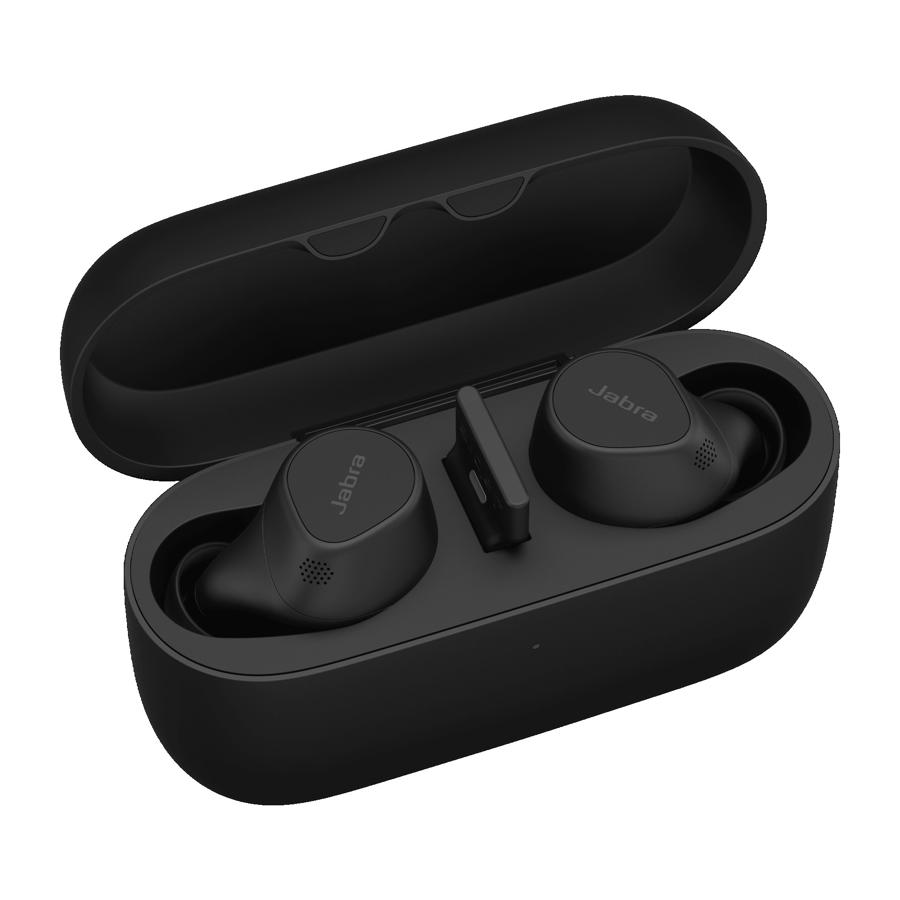Jabra Evolve2 Buds USB-A UC med Wireless Charging Pad Sort