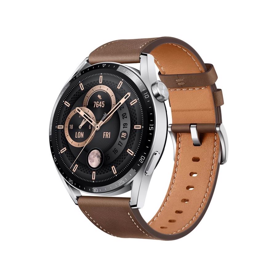Huawei Watch GT3 Classic GPS 46mm Stainless Steel Med Brown Leather Rem