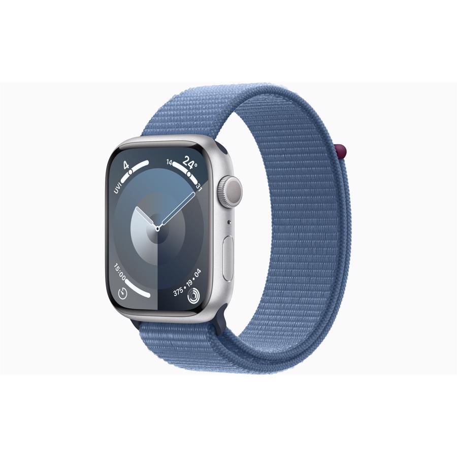 Apple Watch Series 9 GPS 45mm Sølv Aluminium Case med Vinterblå Sport Loop