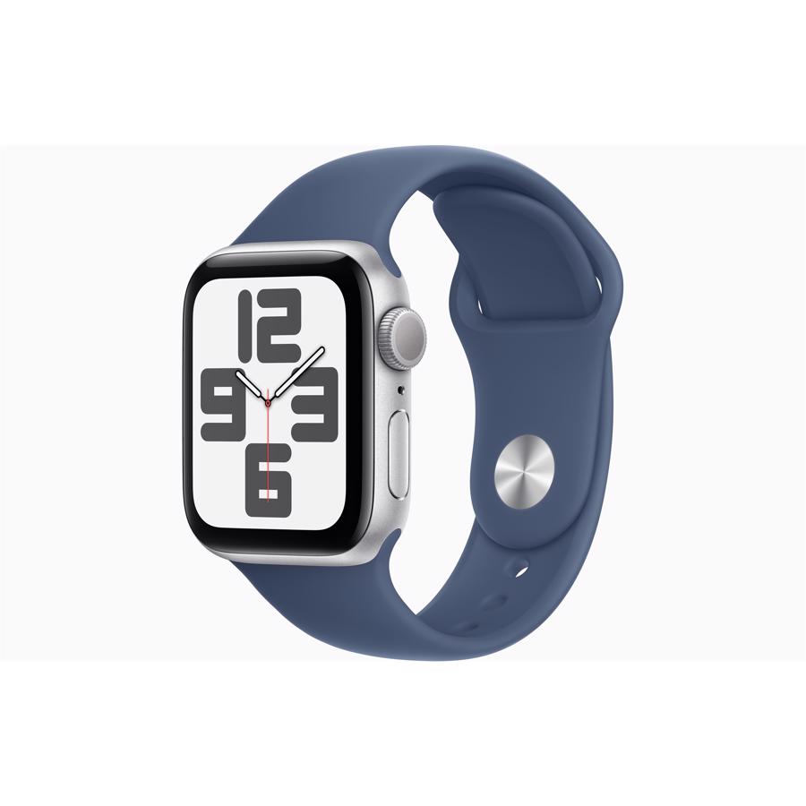 Apple Watch SE GPS 40mm Sølv Aluminium Case med Denimblå Sport Band - S/M