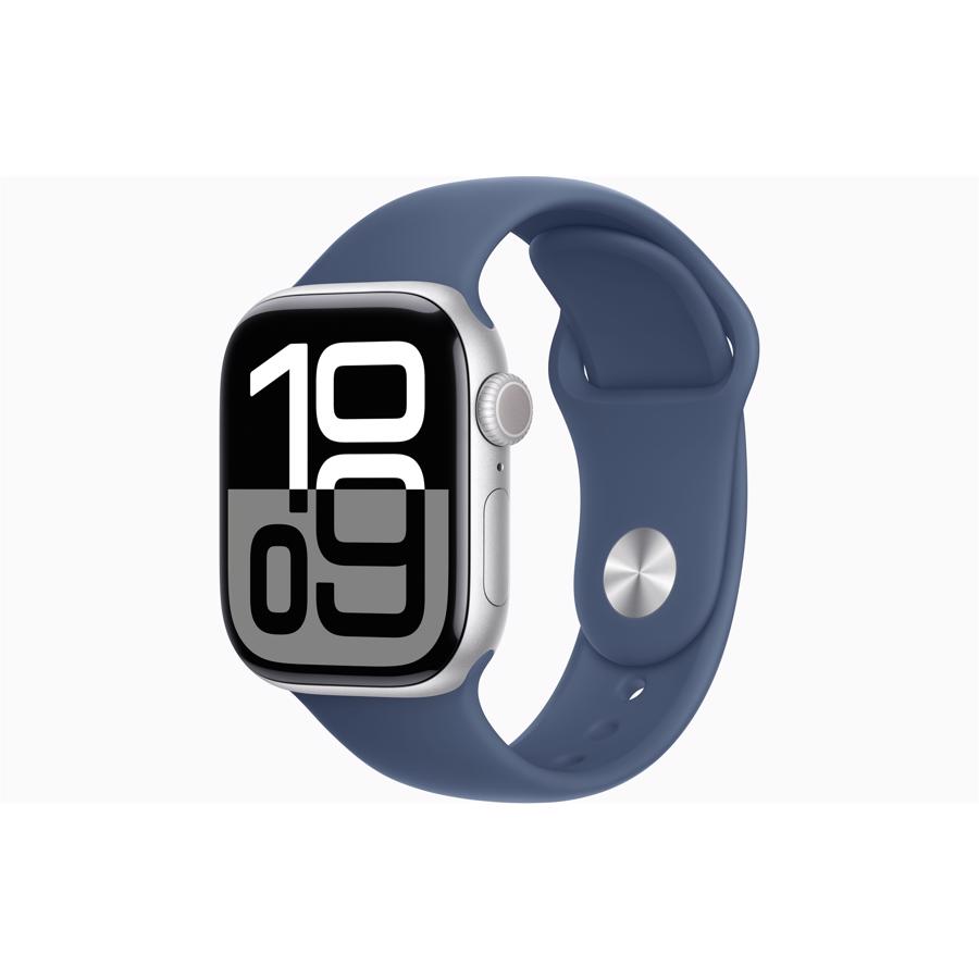 Apple Watch Series 10 GPS 42mm Sølv Aluminium Case med Denimblå Sport Band - M/L