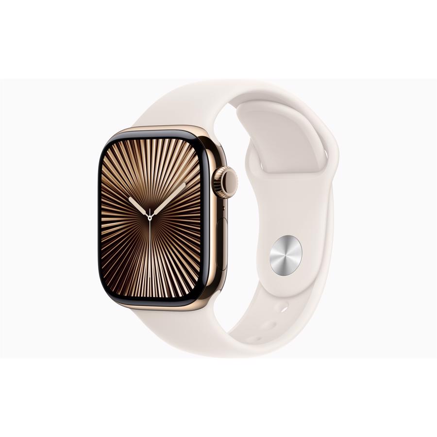 Apple Watch Series 10 GPS & 4G 42mm Guld Titanium Case med Stjerneskær Sport Band - S/M