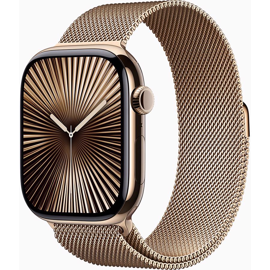 Apple Watch Series 10 GPS & 4G 46mm Guld Titanium Case med Guld Milanese Loop - S/M