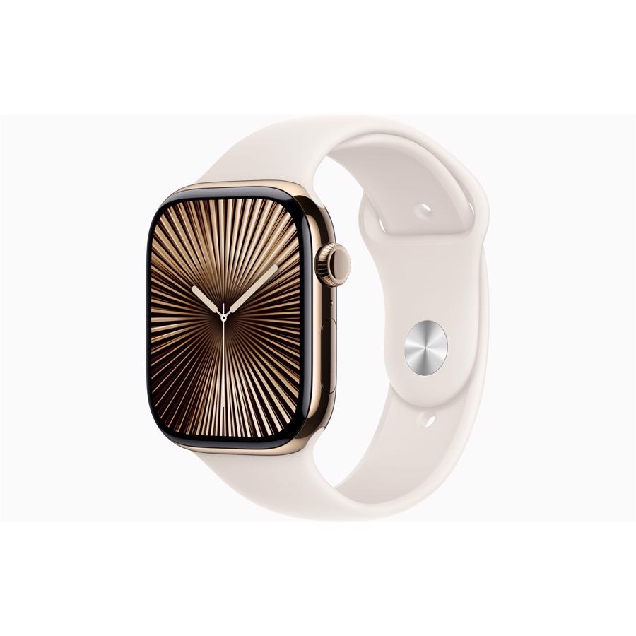 Apple Watch Series 10 GPS & 4G 46mm Guld Titanium Case med Stjerneskær Sport Band - M/L