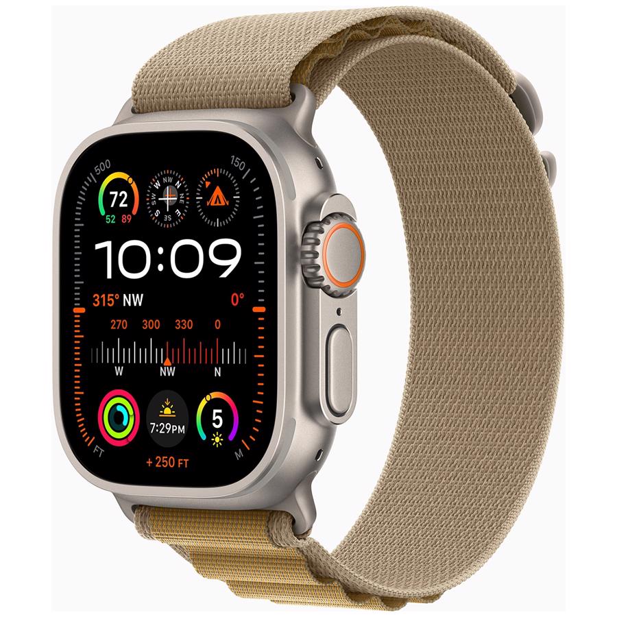 Apple Watch Ultra 2 GPS & 4G 49mm Titanium Case med Gyldenbrun Alpine Loop - Large