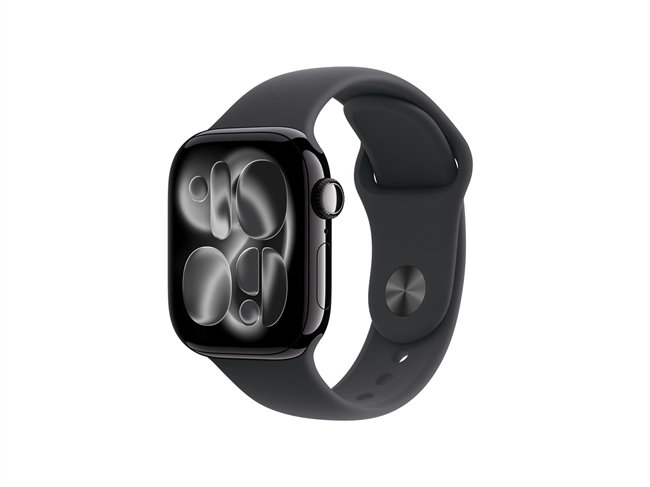 Apple Watch Series 11 GPS 42mm Jet Black Aluminium Case med Sort Sport Band - S/M