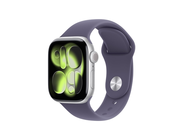 Apple Watch Series 11 GPS 42mm Sølv Aluminium Case med Sart Lilla Sport Band - M/L