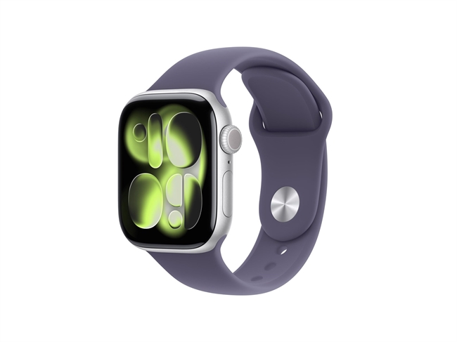 Apple Watch Series 11 GPS & 5G 42mm Sølv Aluminium Case med Sart Lilla Sport Band - M/L