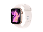 Apple Watch Series 11 GPS & 5G 46mm Rosaguld Aluminium Case med Sart Fersken Sport Band - M/L