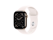 Apple Watch Series 11 GPS & 5G 42mm Guld Titanium Case med Sart Fersken Sport Band - S/M