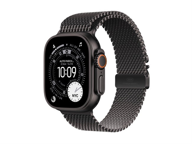 Apple Watch Ultra 3 GPS & 5G 49mm Sort Titanium Case med Sort Titanium Milanese Loop - Small