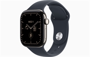Apple Watch Series 12 GPS & 5G 42mm Naturlig Titanium Case med Marineblå Sport Band - S/M