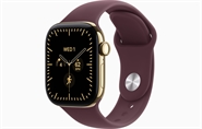 Apple Watch Series 12 GPS & 5G 42mm Skinnende Guld Titanium Case med Bordeaux Sport Band - M/L