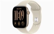 Apple Watch Series 12 GPS & 5G 46mm Lyst Guld Aluminium Case med Sand Sport Band - S/M