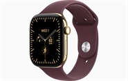 Apple Watch Series 12 GPS & 5G 46mm Skinnende Guld Titanium Case med Bordeaux Sport Band - S/M