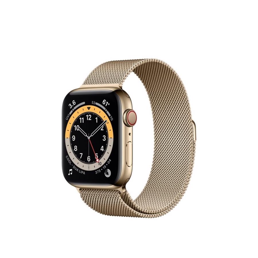 Apple Watch Series 6 GPS & 4G 44mm Gold Rustfri stål Case med Gold Milanese Rem