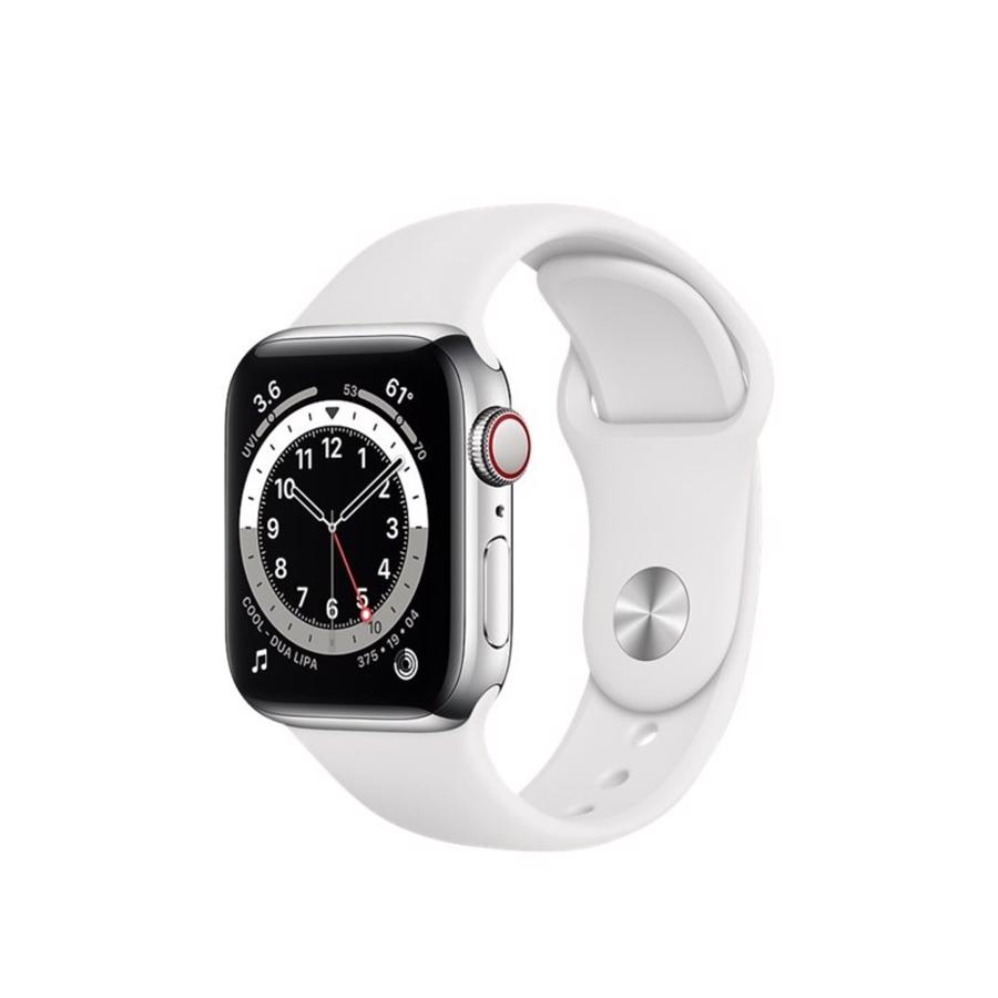 Apple Watch Series 6 GPS & 4G 44mm Silver Aluminium Case med White Sport Band
