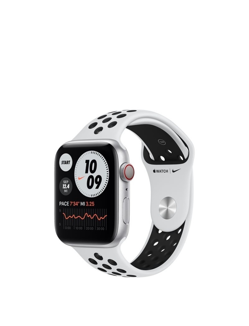 Apple Watch Series 6 GPS 4G Silver Aluminium Case med Pure Platinum/Black Nike Sport