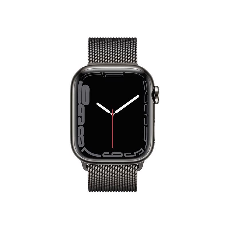 Apple Watch Series 7 GPS & 4G 45mm Graphite Rustfri Stål Case med Graphite Milanese Rem