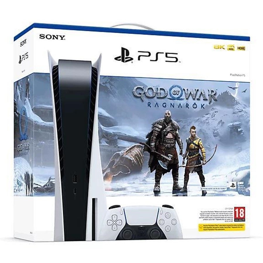 Bitterhed Fakultet krig Sony PlayStation 5 825GB Sort, Hvid - God of War: Ragnarok Bundle