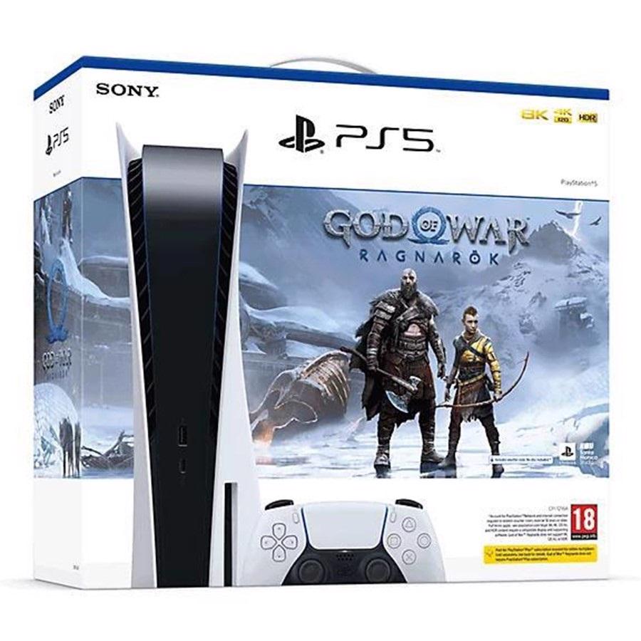 Kilde Gylden dygtige Sony PlayStation 5 825GB Sort, Hvid - God of War: Ragnarok Bundle