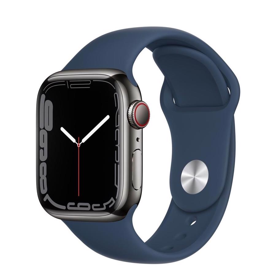 Apple Watch Series 7 GPS & 4G 41mm Graphite Rustfri Stål Case med Abyss Blue Sport Band