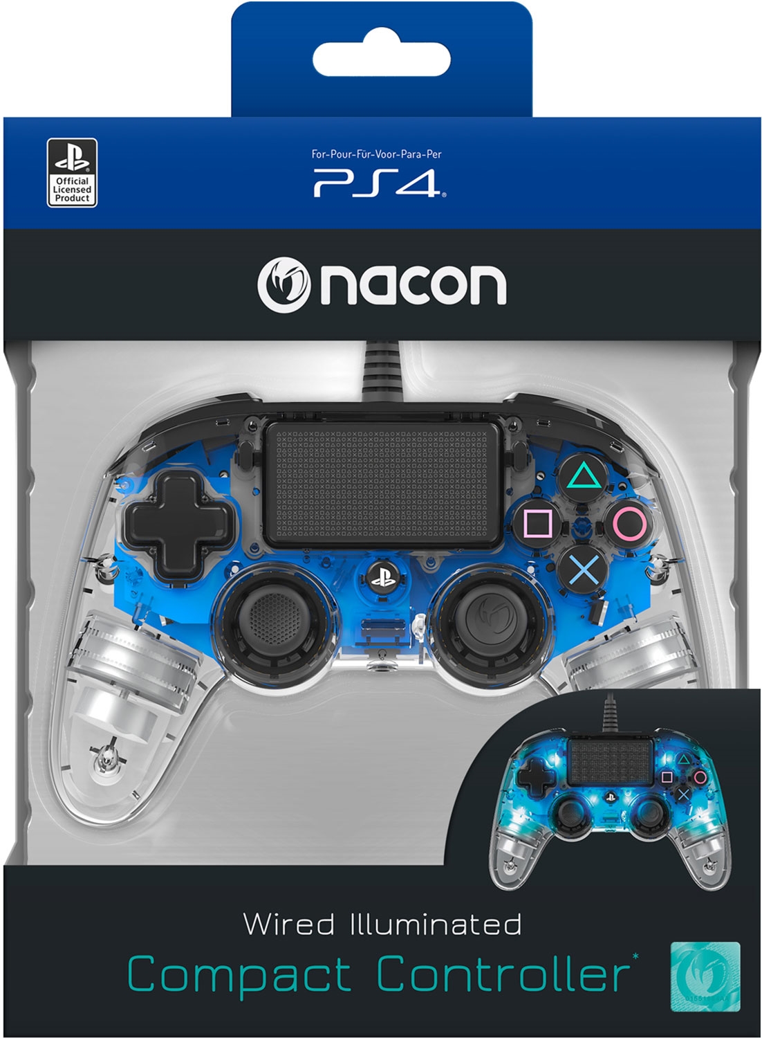 NACON PS4OFCPADCLBLUE 4 Blå, Transparent